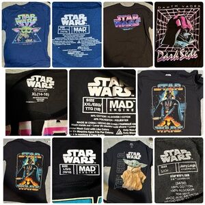 Lot of 5 Star Wars Kids T-Shirts - Blue and Black